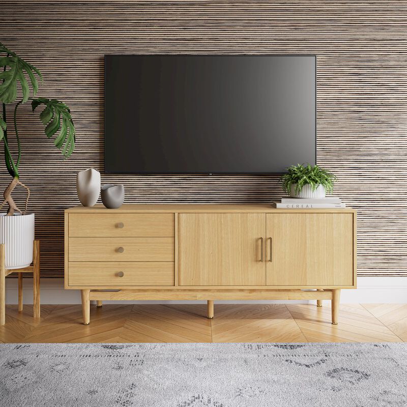 Jofran Olson 67 Mid-Century Modern Scandinavian Console TV Stand Storage Cabinet