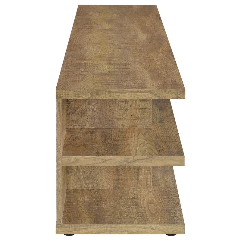 Carie TV Stand Media Console, 2-Tier Open Shelves, Wood image number 4