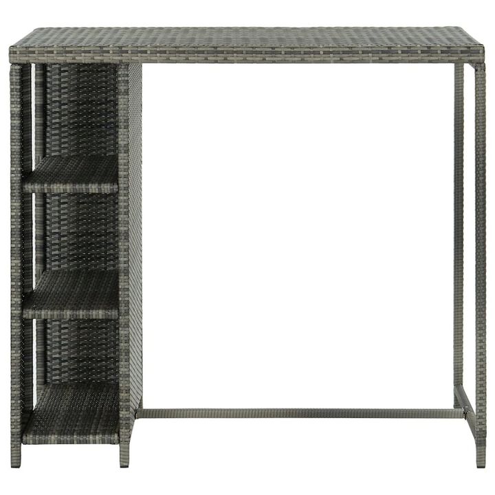 Bar Table Grey PE Rattan, Steel 47.2 x 23.6 x 43.3 in Bar Table