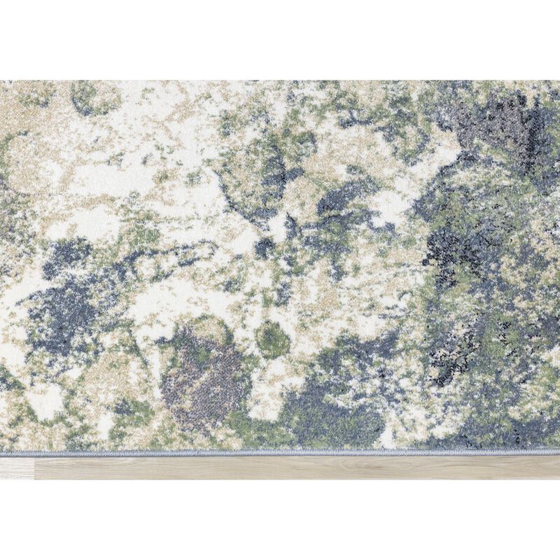 Novelle Home Davi Blue Green Cream Distressed Abstract Area Rug, 7'10 x 10'6 image number 2