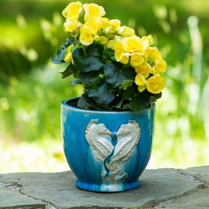 Euro Ceramica Grotto Seahorse Footed Planter