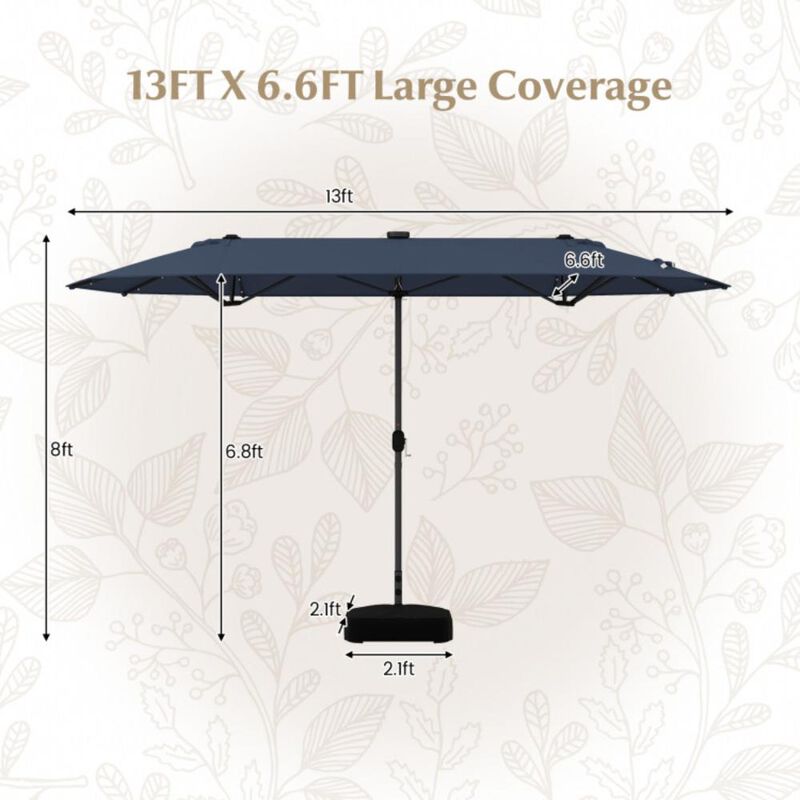 Hivvago Double-sided Patio Umbrella with Solar Lights for Garden Pool Backyard