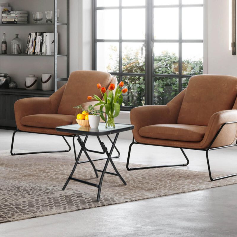 Hivvago 18 Inch Square Patio Bistro Table with Rustproof Frame