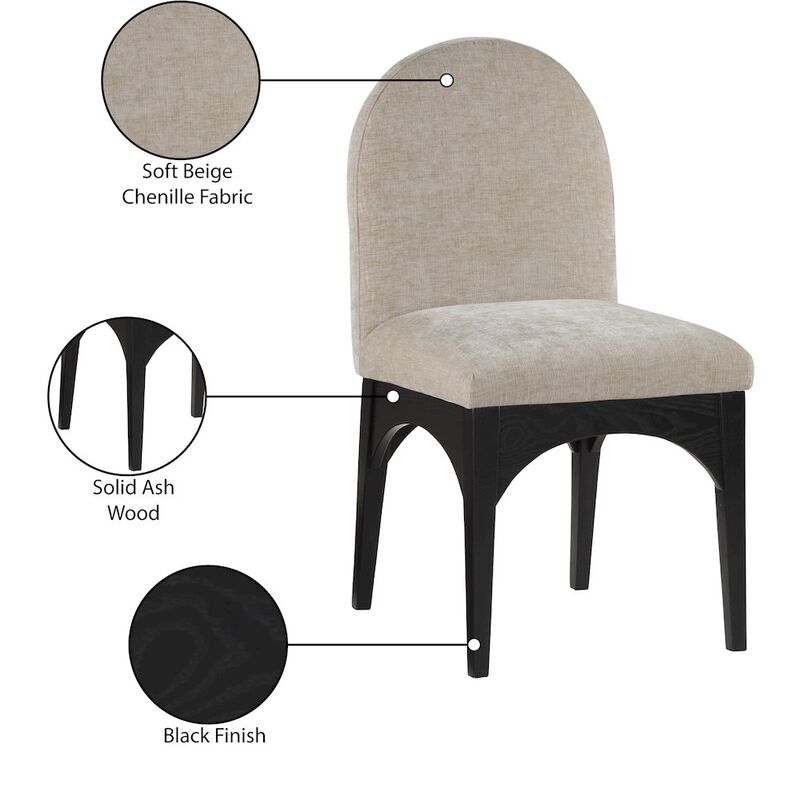 Meridian Furniture Waldorf Beige Chenille Fabric Dining Chair