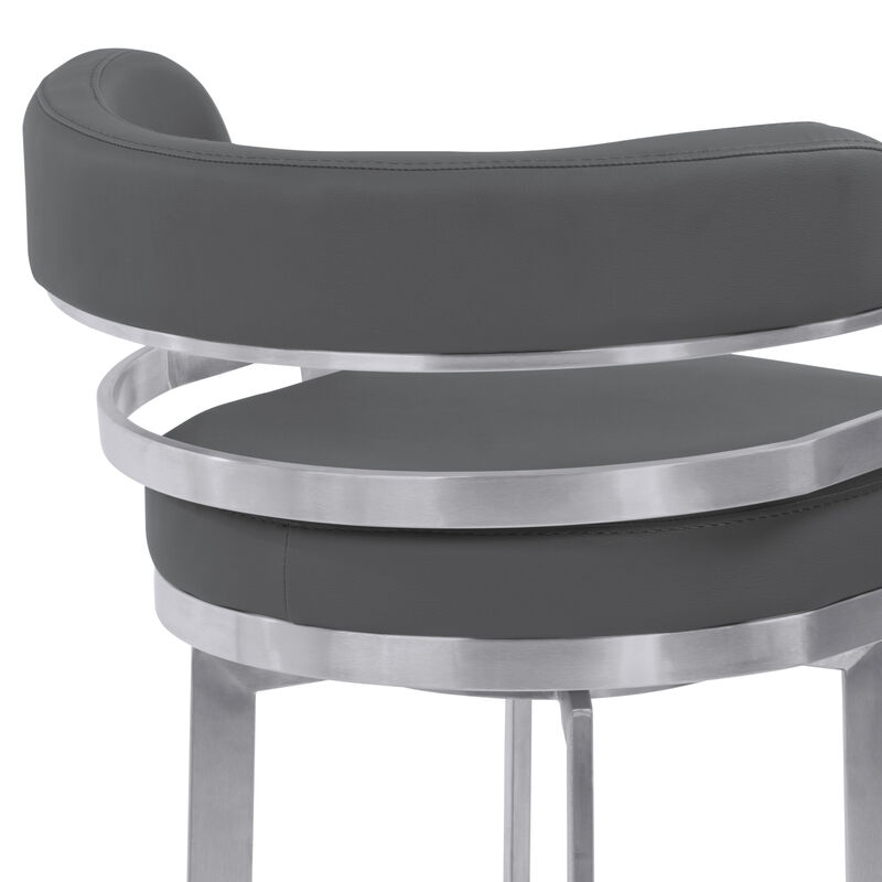 Prinz Counter Height Swivel Faux Leather and Brushed Stainless Steel Bar Stool image number 4