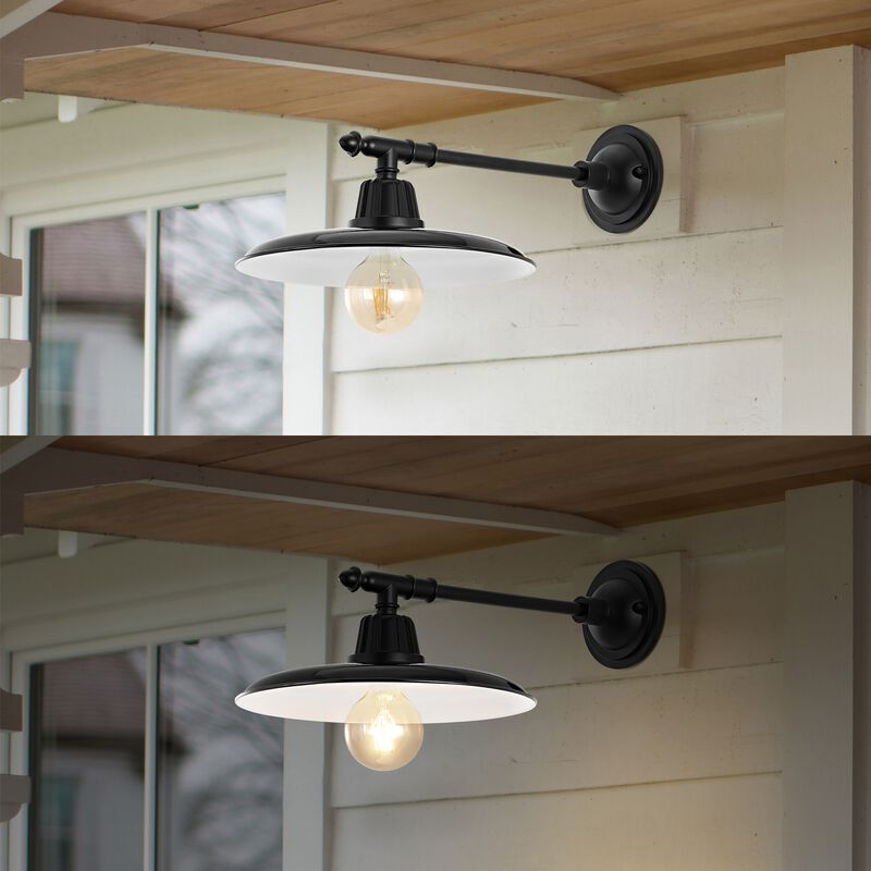 Bonner Farmhouse Industrial Indoor/Outdoor Iron LED Victorian Arm Outdoor Sconce