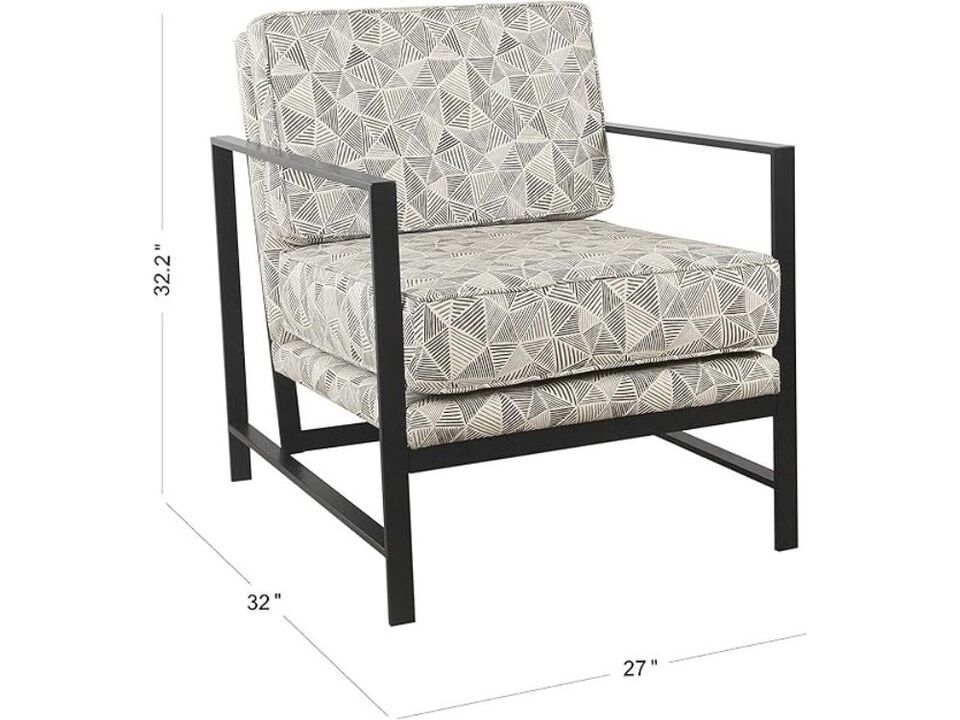 Accent Chair &ndash; Gray Line Upholstered Armchair with Modern Metal Frame, Homepop