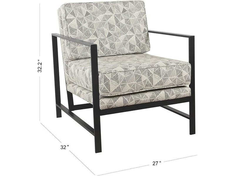 Accent Chair &ndash; Gray Line Upholstered Armchair with Modern Metal Frame, Homepop image number 1