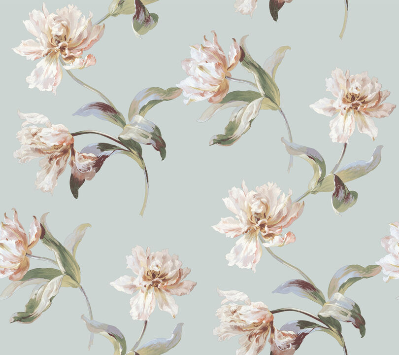 Large Parrot Tulip White Peel & Stick Wallpaper (Set of 2)