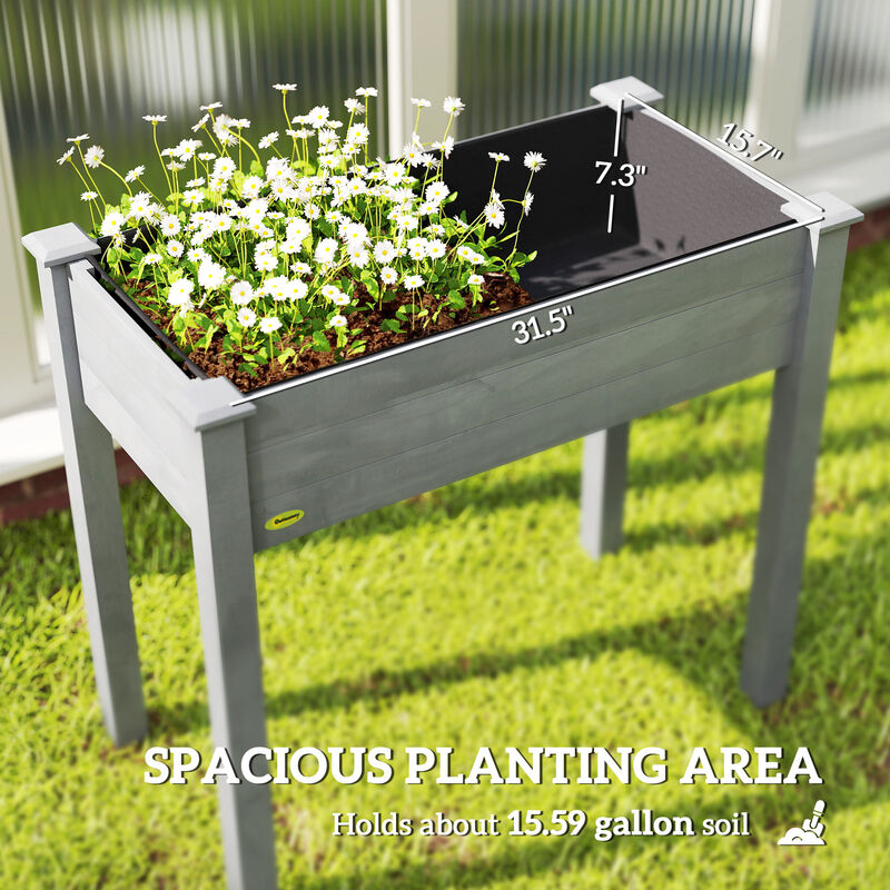 Hivvago 34" Wooden Raised Garden Bed with Drainage Holes image number 3