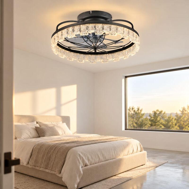 ELEMENT ACE Rustic Farmhouse Flower Caged Ceiling Fan with LED Light and Remote Control, Low Profile Ceiling Fan for Bedroom Kitchen Living Room image number 2