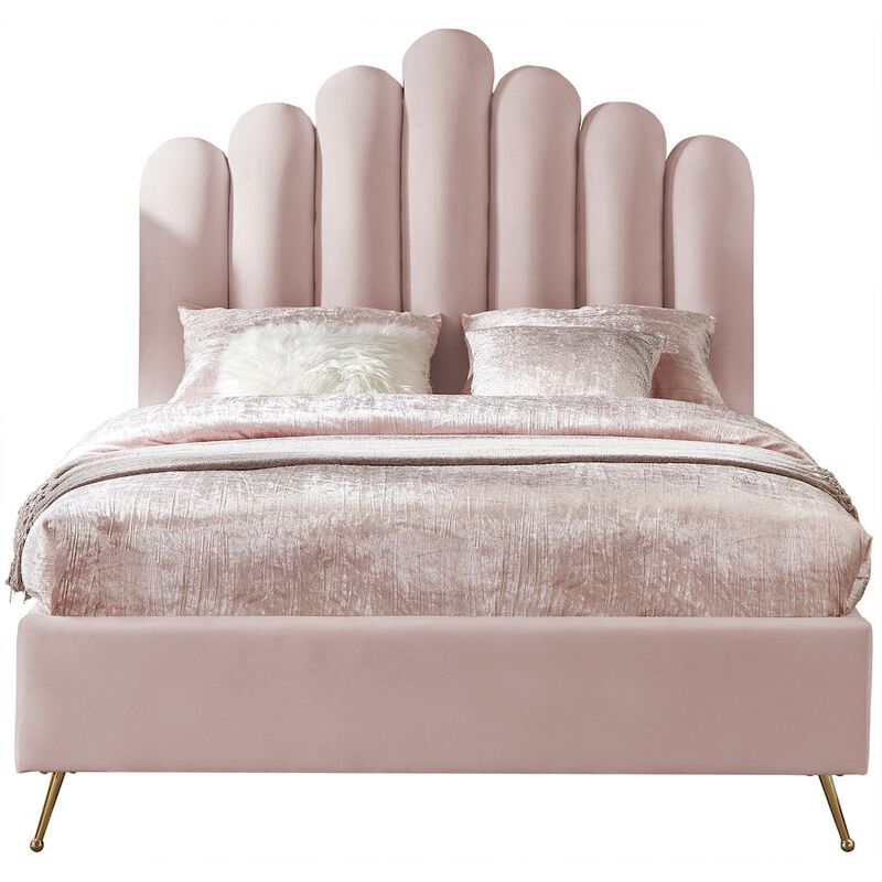 Meridian Furniture Lily Pink Velvet Full Bed