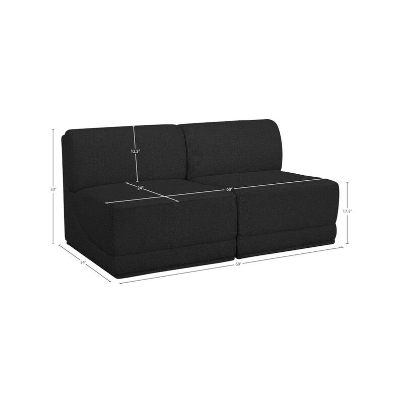 Meridian Furniture Ollie Black Boucle Fabric Modular Sofa