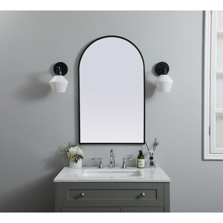 Elegant Decor Metal Frame Arch Mirror 22x36 Inch in Black
