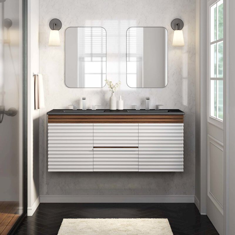 Render 48" Wall-Mount Bathroom Vanity Basin Included image number 9
