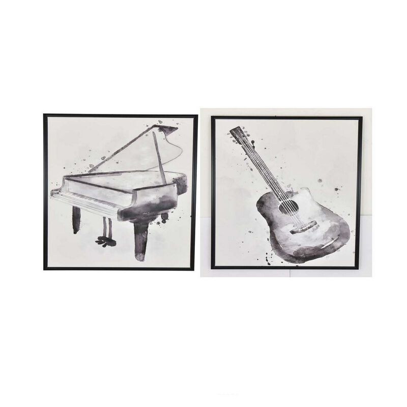 30 x 40 Framed Wall Art Painting, Guitar and Piano, Black, White image number 0