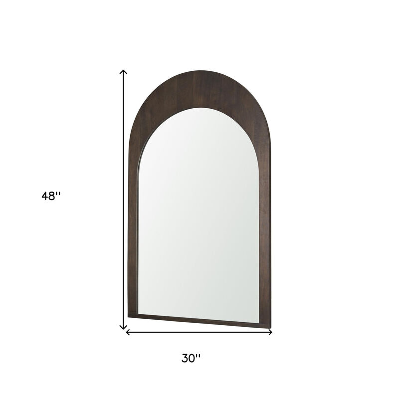 HomeRoots 48" Brown Solid Wood Arch Framed Accent Mirror image number 4