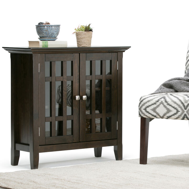 Bedford SOLID WOOD 32 inch Wide Transitional Low Storage Media Cabinet in Dark Tobacco Brown