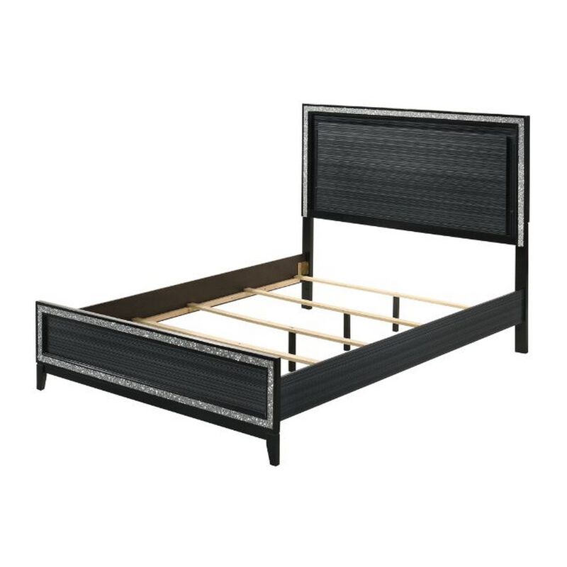 Queen Size Bedroom Set, Black Finish, 4-Piece Set with Bed, 2 Nightstands and Dresser image number 2