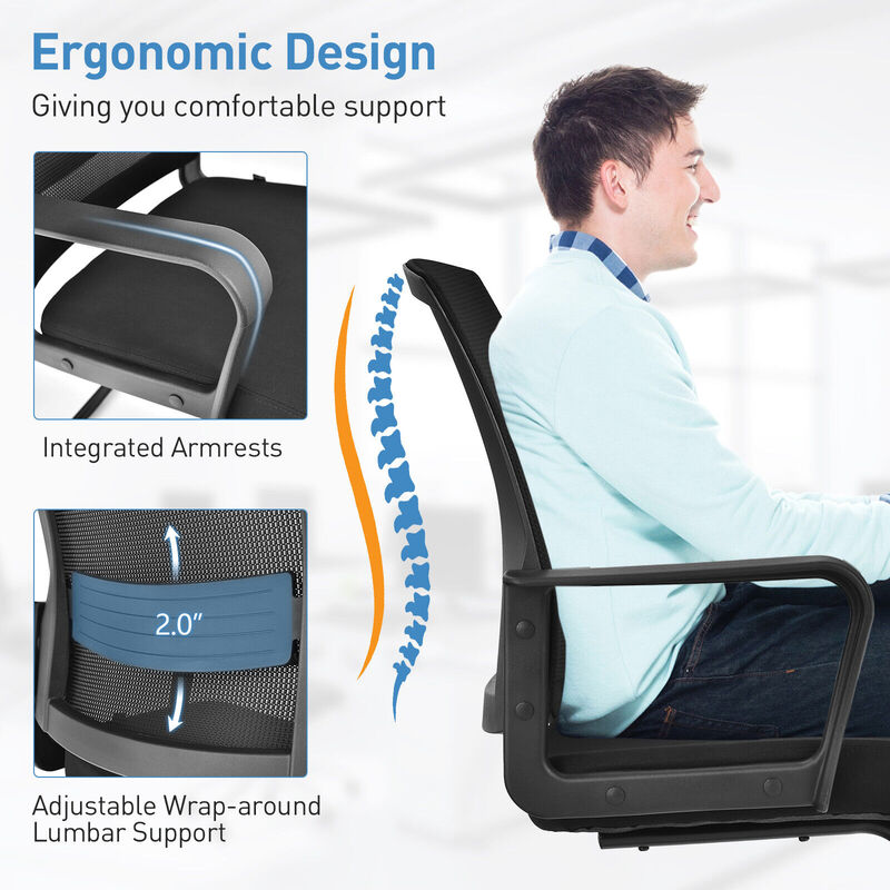 Set of 2 Conference Chairs with Lumbar Support-Black image number 5