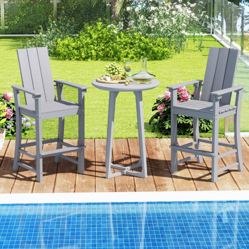 Hivvago Tall Adirondack Chair Outdoor Bar Stool with Ergonomic Backrest for Backyard