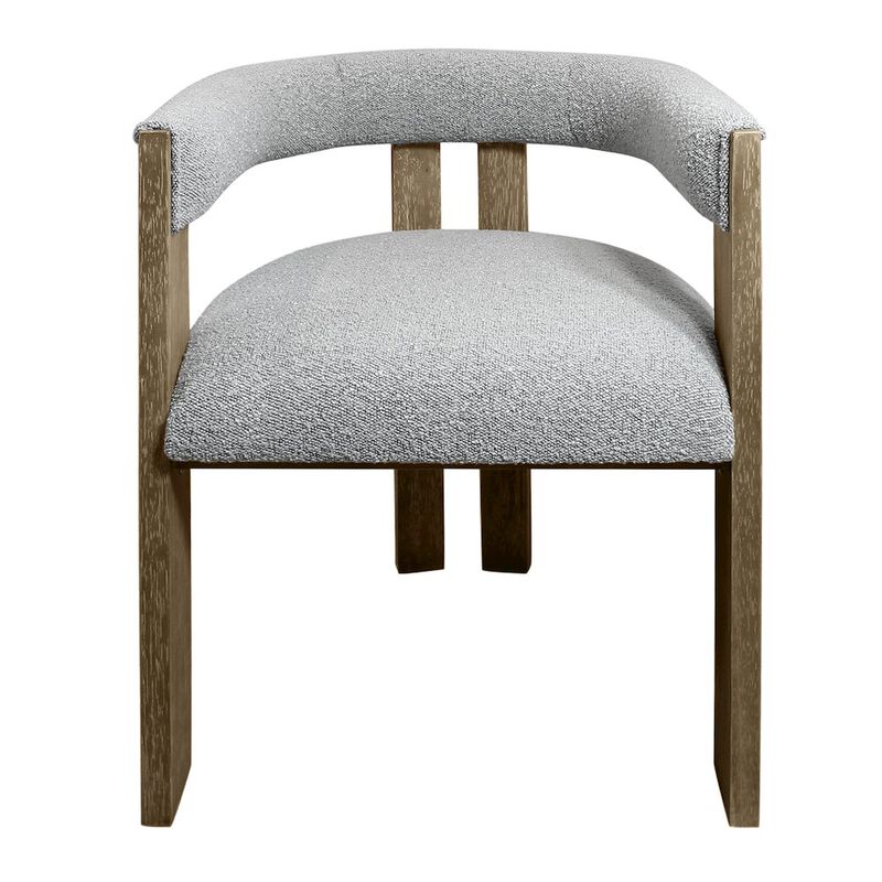 Trish Solid Wood Dining Arm Chair with Boucle Fabric and Down-Filled Seat