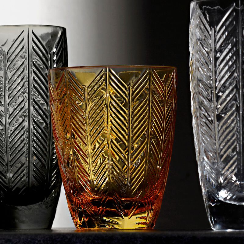 Water Glasses ZIG ZAG GLASS Amber Set of 6, diam. 3.31", H 4.13" image number 2