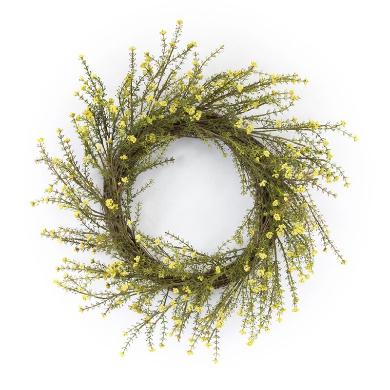 Mini Yellow Floral Twig Spring Wreath  18-Inch image number 0