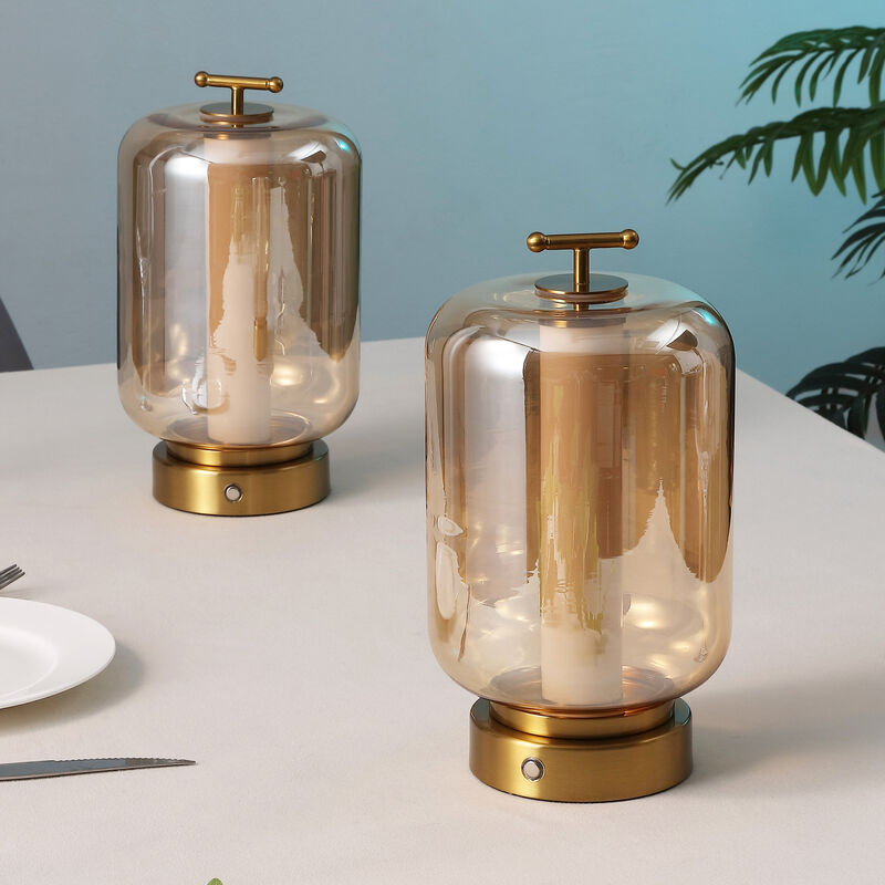 Milou 10.75" Vintage Glam Lantern Rechargeable/Cordless Dimmable Integrated LED Table Lamp with Touch Sensor