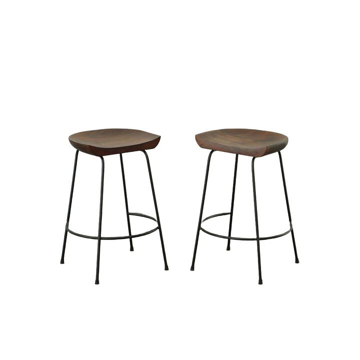 Carolina Living Diya 24.5 Counter Stool - Set of 2 - Chestnut Seat - Black Base