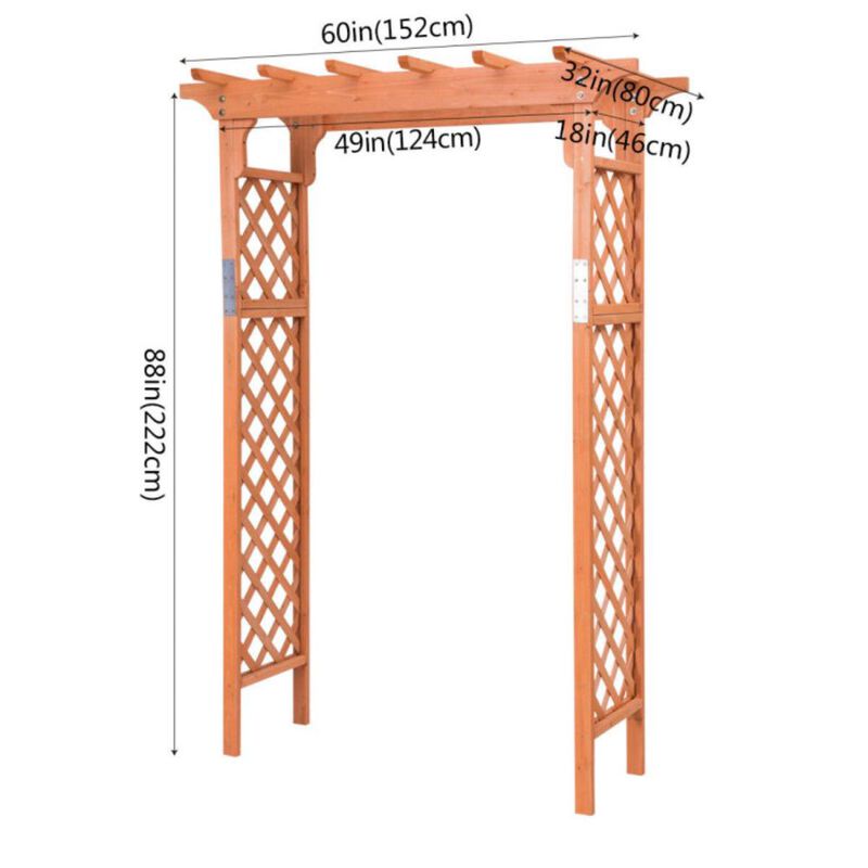Hivvago 7 Feet Garden Wooden High Arbor Arch Plant Pergola