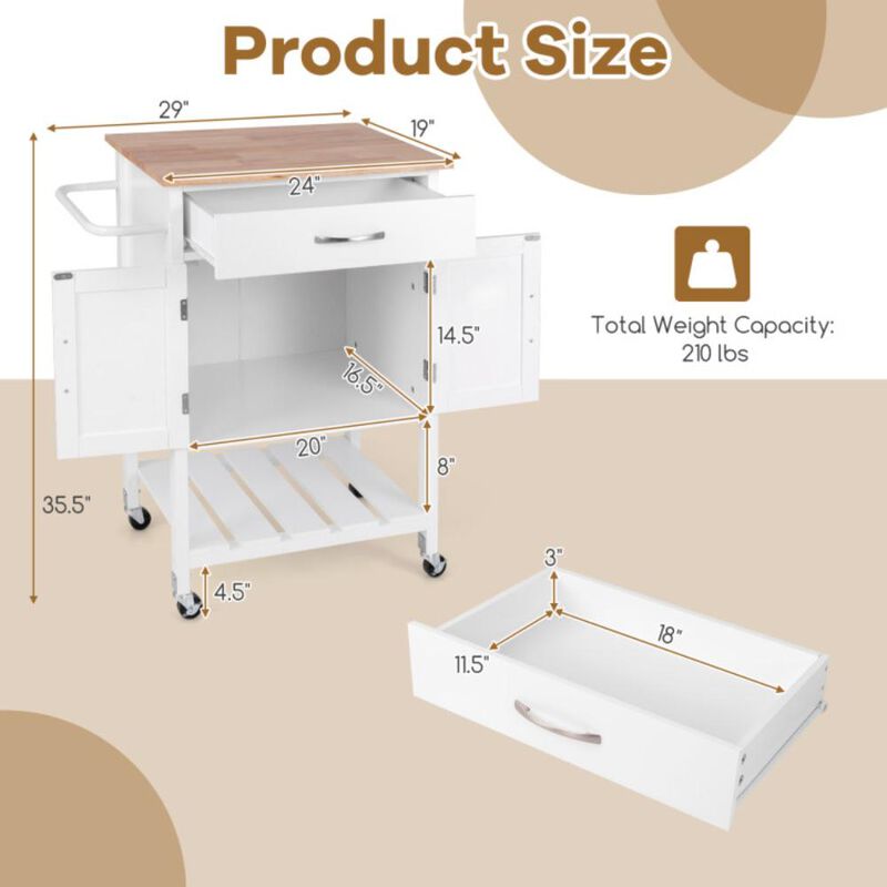 Hivvago Rolling Kitchen Island Cart with Drawer and Towel Rack