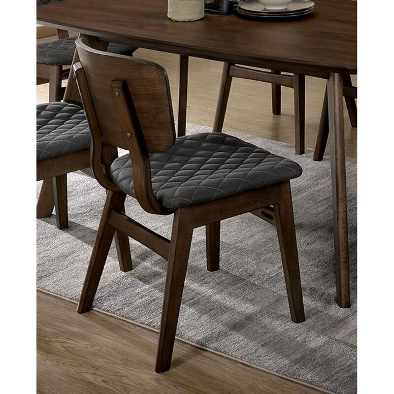 Walnut Finish Mid-Century Side Chairs with Fabric Seat