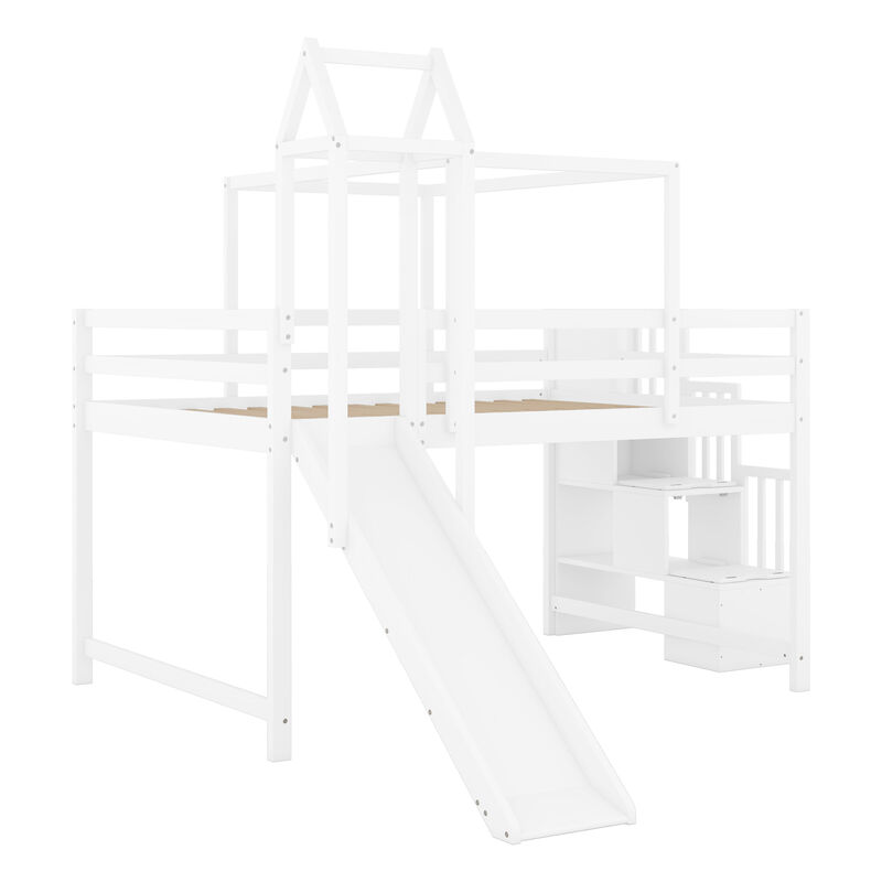 Merax Loft Bed with Tent and Tower