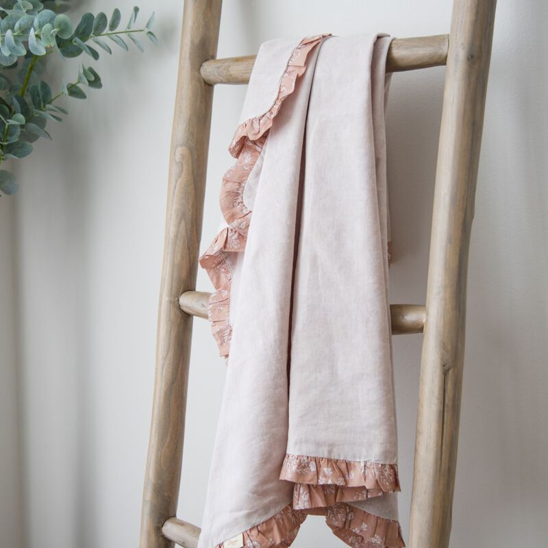 Violet Floral Muslin Baby Blanket with Ruffle Trim image number 4