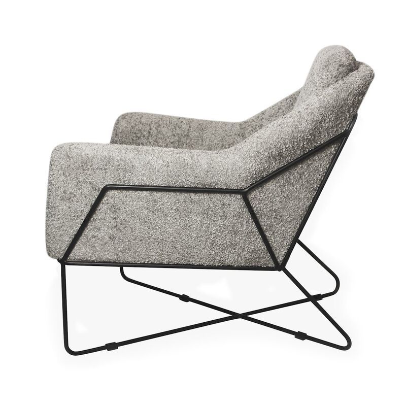Emilia Lounge Chair in Gray Boucle Fabric