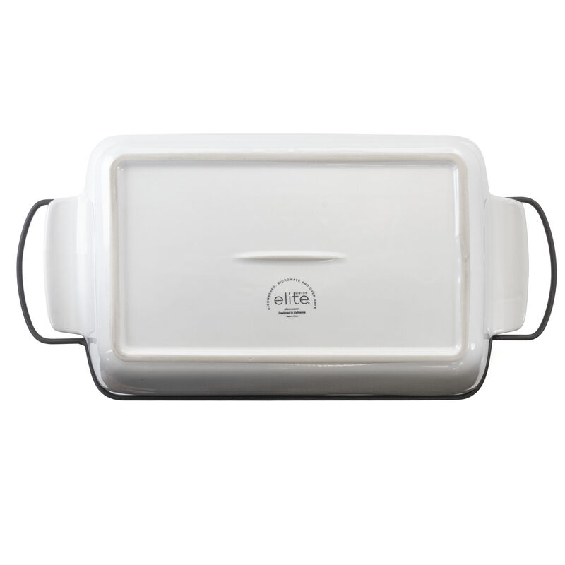 Gibson Elite 2 Piece Rectangle 15.5 Inch Stoneware Bakeware with Metal Rack