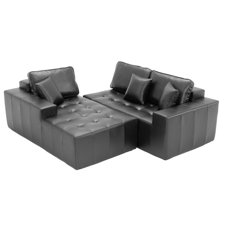 Lubcle Faux Leather Compression Sofa image number 4