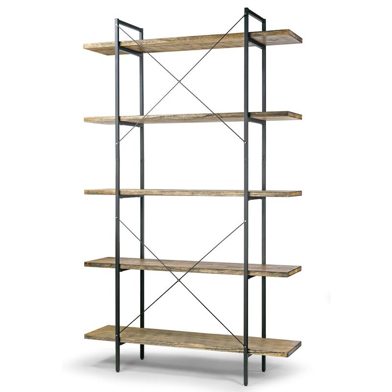 Glamour Home Amrit 84.5&rdquo; Wood Shelf Metal Frame Etagere Bookcase Five-shelf Media Center