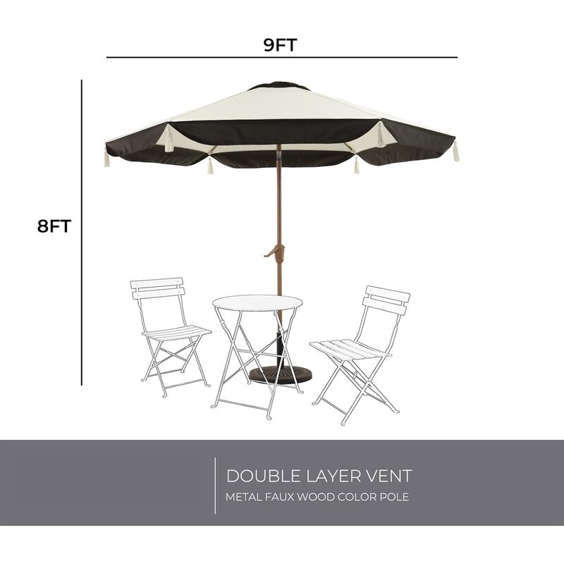 Mondawe 150cm All-Iron Tassel Sun Umbrella W/ Crank&Adjust Angle,UV-Resistant Multifunctional Canopy image number 4