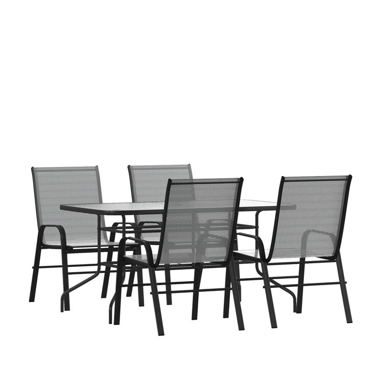31.5x55 Gray Patio Table Set