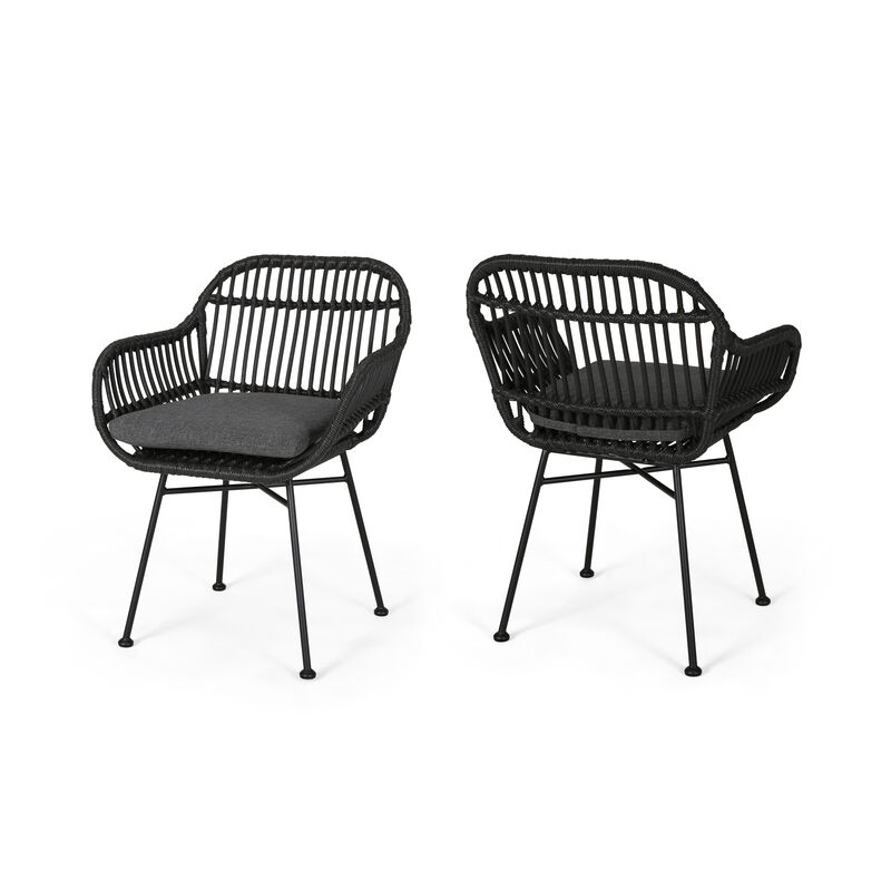 Merax 2 Pieces Outdoor Rattan Chairs with Cushions