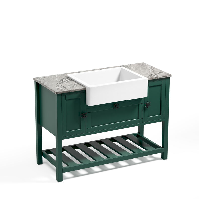 Solid Wood Bathroom Vanities Without Tops 48 in. W x 20 in. D x 33.60 in. H Bathroom Vanity in green