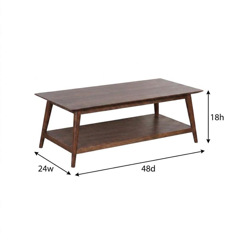 Starlight Canyon Home Solid Acacia Wood Coffee Table with Mid-Century Modern Style for Living Room image number 4