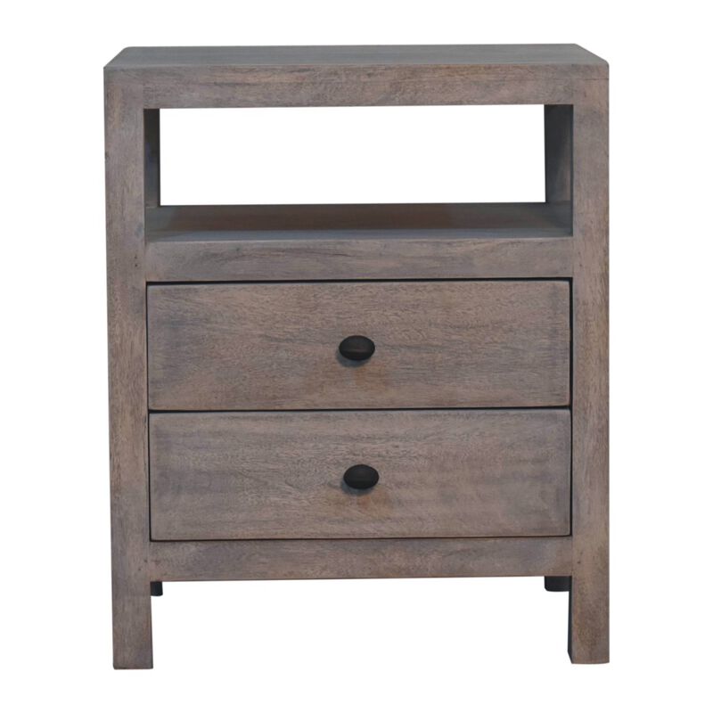 Artisan Furniture Solid Wood Acid Wash 2 Drawer Open Bedside