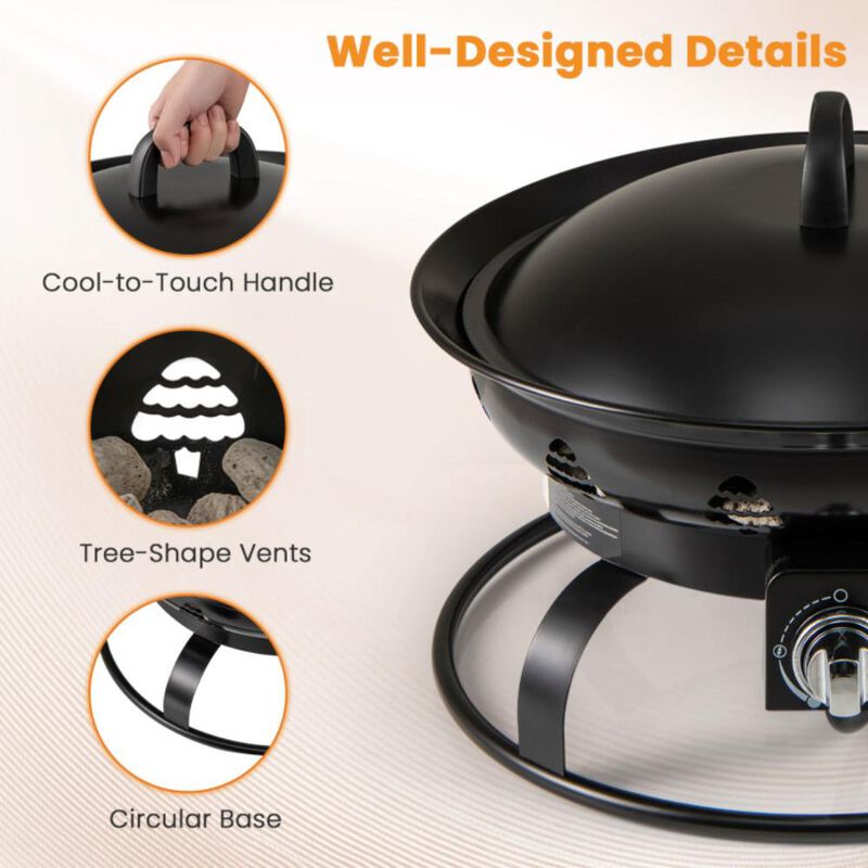 Hivvago 21 Inch Diameter Propane Gas Fire Pit Patio Portable Fire Bowl