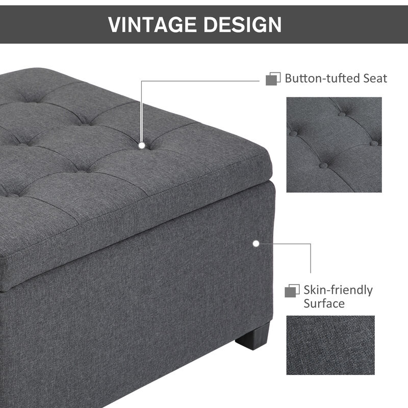 Hivvago Button Tufted Round Ottoman with Storage image number 4
