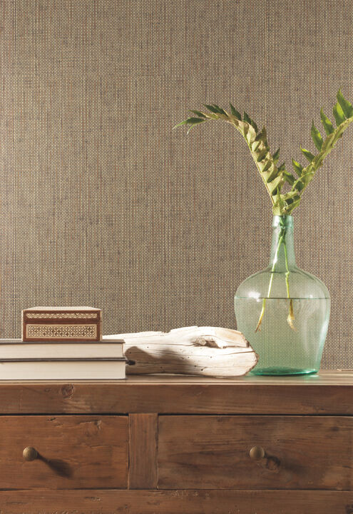 Woven Crosshatch Ramie Grasscloth Beige Wallpaper
