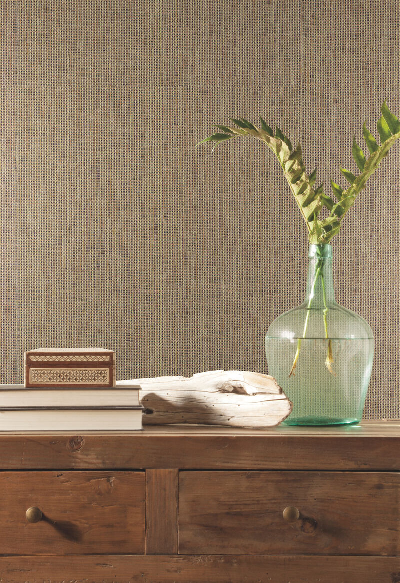 Woven Crosshatch Ramie Grasscloth Beige Wallpaper image number 1