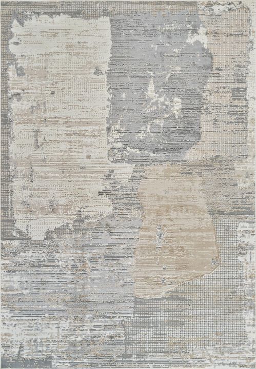 HomeRoots 4' X 6' Gray and Cream Abstract Distressed Area Rug